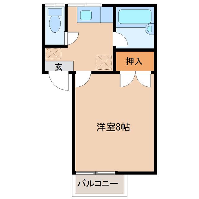 八木山ハイツ(1K/2階)の間取り写真