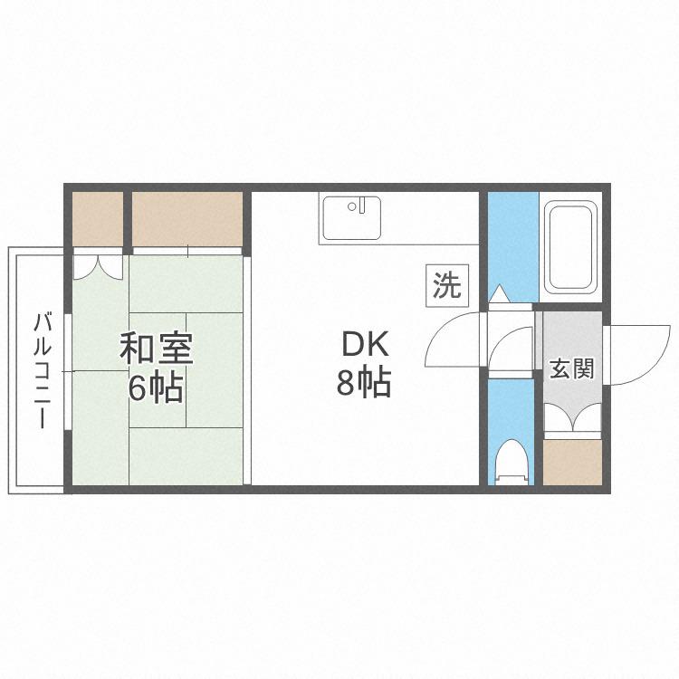 22条マンション(1LDK/3階)の間取り写真