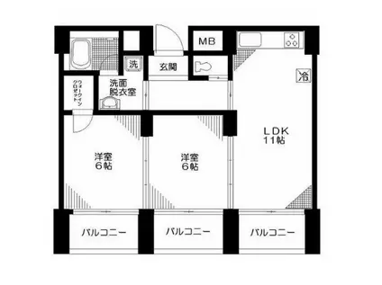 コート向ヶ丘(2LDK/1階)の間取り写真