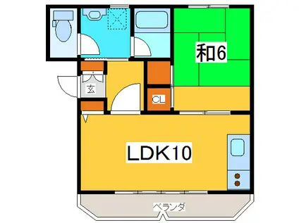 清水第三(1LDK/3階)の間取り写真
