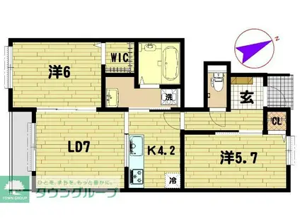 アムール久喜A棟(2LDK/1階)の間取り写真