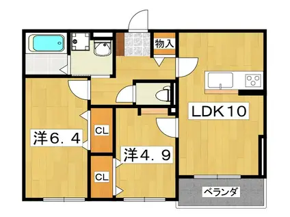 エスポワール(2LDK/1階)の間取り写真