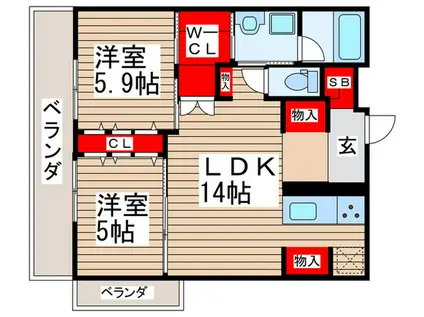 ART RESIDENCE IN MISATO CHUO(2LDK/3階)の間取り写真