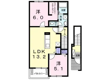 グランツ・カーサ(2LDK/2階)の間取り写真
