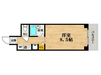 ルーブルCTJR難波(1K/6階)の間取り写真