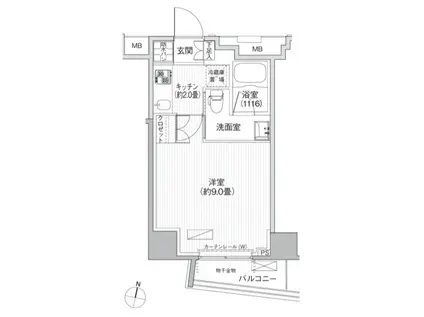 コスモグランス南品川(1K/2階)の間取り写真