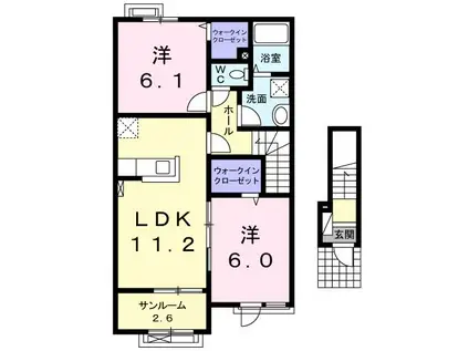 エセックス レジーナ I(2LDK/2階)の間取り写真