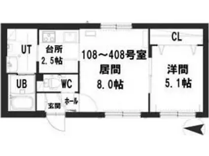 グランメールピアレス(1LDK/1階)の間取り写真