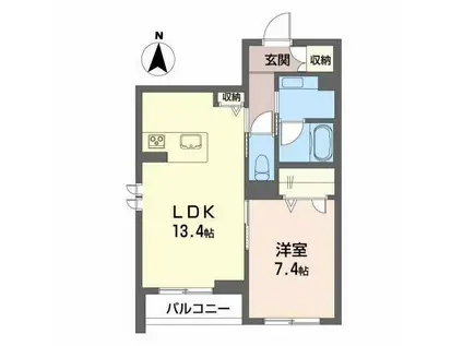 シャーメゾン開智(1LDK/1階)の間取り写真