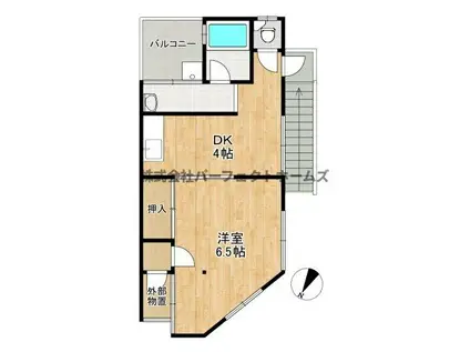 郡津4丁目テラス(1DK/2階)の間取り写真