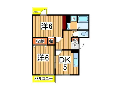 エバーグリーンヒルズ(2DK/3階)の間取り写真