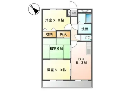 グランディールY・M(3DK/3階)の間取り写真