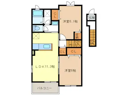 Y PLACE II III IV(2LDK/2階)の間取り写真