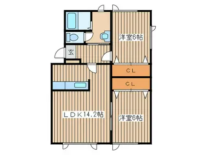 ドリーバ-デン(2LDK/2階)の間取り写真