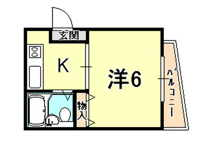 シャルマン甲南(1K/2階)の間取り写真