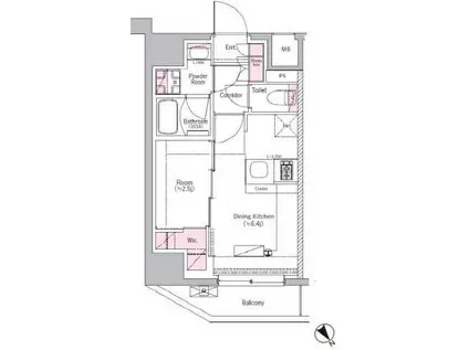 SYFORME TABATA(1DK/3階)の間取り写真