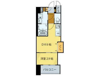 シェルグランデ原町(1DK/13階)の間取り写真