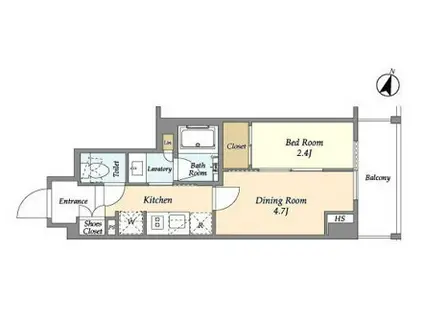 ジオエント山吹神楽坂(1DK/1階)の間取り写真