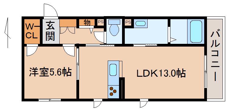 ベレオ金龍寺丁(1LDK/2階)の間取り写真