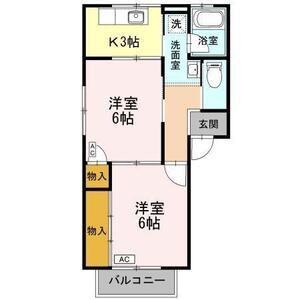 アメニティ春日井(2K/1階)の間取り写真