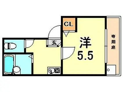 フローラルハイツ神前(1K/1階)の間取り写真