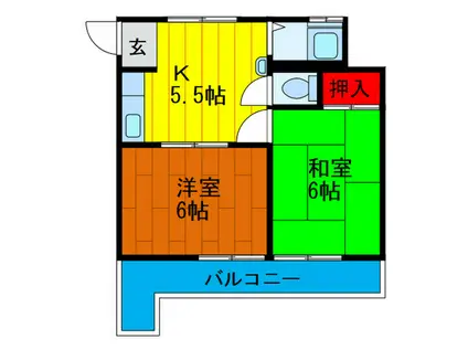 ヨドガワコーポ(2K/4階)の間取り写真