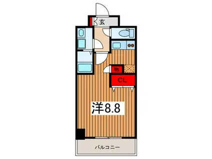 ロッソ・美園(ワンルーム/4階)の間取り写真