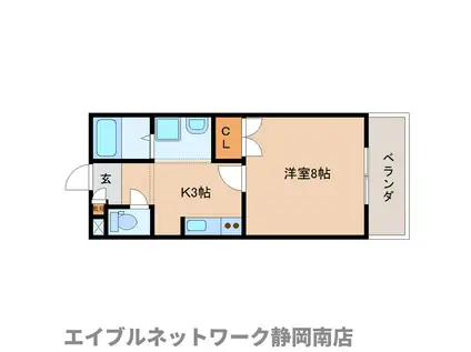 クレシェンド中屋敷(1K/3階)の間取り写真