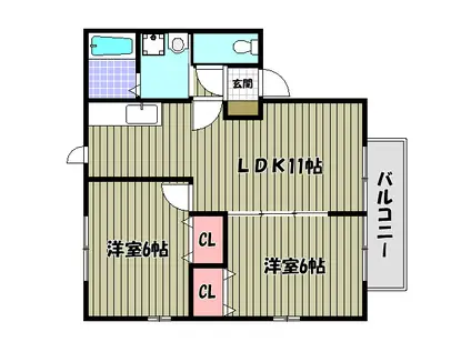 ソレイユ(2LDK/2階)の間取り写真
