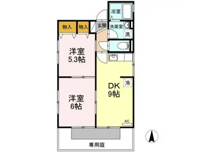 ソシア寿正(2DK/1階)の間取り写真