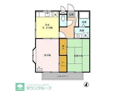 ハイネス大嶋(2DK/2階)の間取り写真