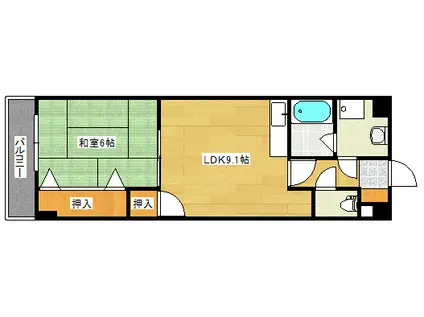 グランディール井口(1LDK/5階)の間取り写真