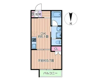 キャット コート コガネ(1DK/1階)の間取り写真