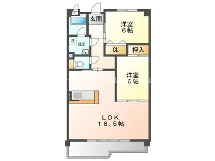 福東ジュネス11(2LDK/2階)の間取り写真