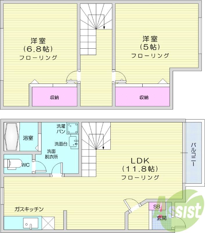 PARTERREⅡ(2LDK/1階)の間取り写真