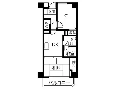 フラットハウス及川(2DK/6階)の間取り写真