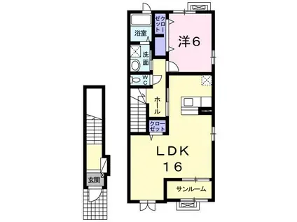 インフィニティ(1LDK/2階)の間取り写真