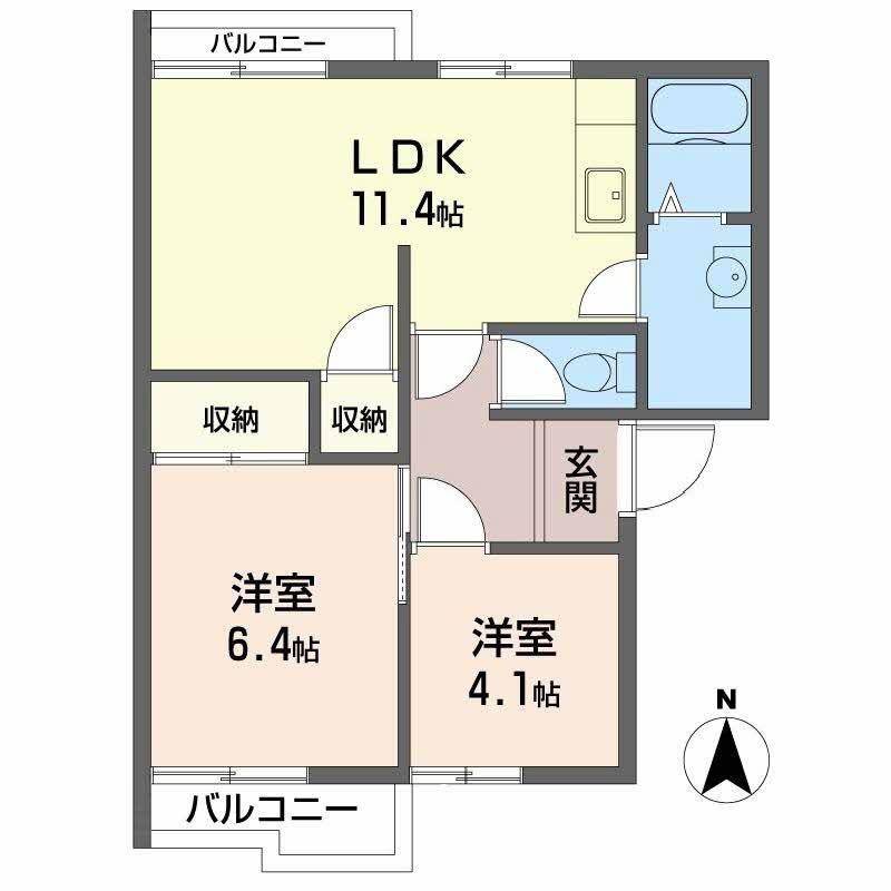 タウニィ今在家B(2LDK/2階)の間取り写真