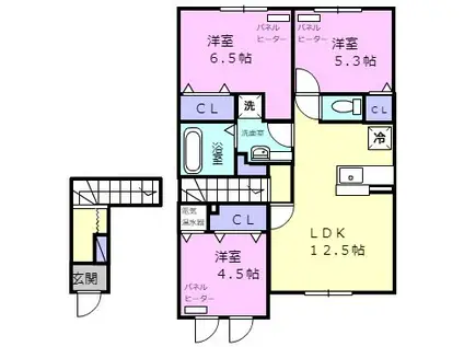 SUNNY.PLACE(3LDK/2階)の間取り写真