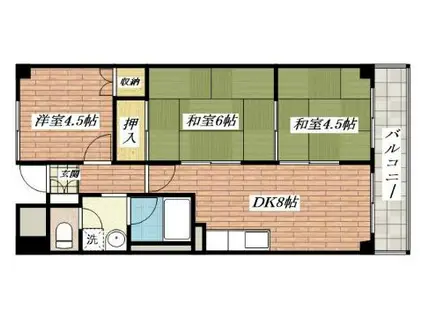 パークハイツミシマVOLII(3DK/4階)の間取り写真