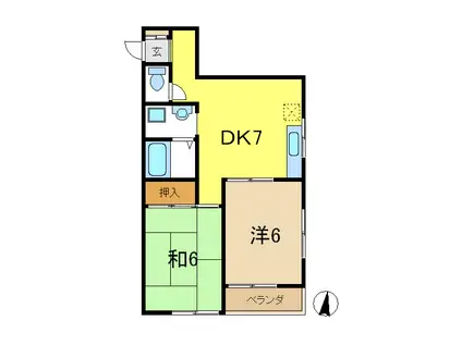 メゾンド・リヴェール(2DK/1階)の間取り写真