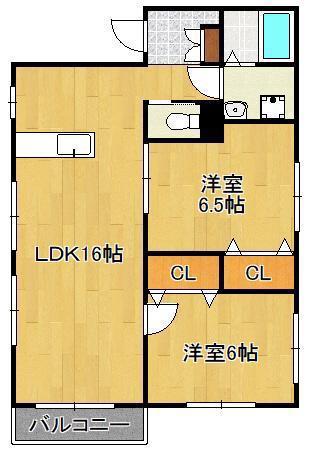 プチメゾン茶屋町I(2LDK/1階)の間取り写真