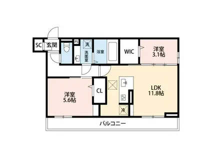 リヴィエール(2LDK/1階)の間取り写真