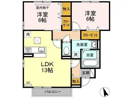 メゾン・エントピアIII(2LDK/1階)の間取り写真