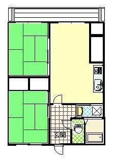 コージン田尾(2LDK/3階)の間取り写真