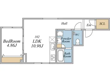 エクセルシオール荏原町(1LDK/1階)の間取り写真