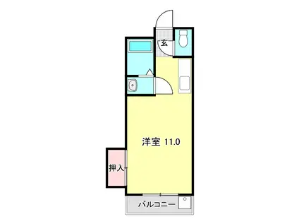 NANDEN/木犀舘(ワンルーム/2階)の間取り写真