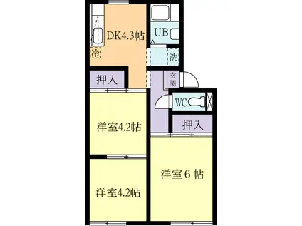 コーポミナミ(3DK/2階)の間取り写真