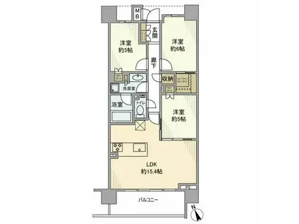 THEパームス祐天寺マスタープレイス(3LDK/6階)の間取り写真