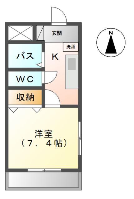 アメニティハイツ(1K/2階)の間取り写真